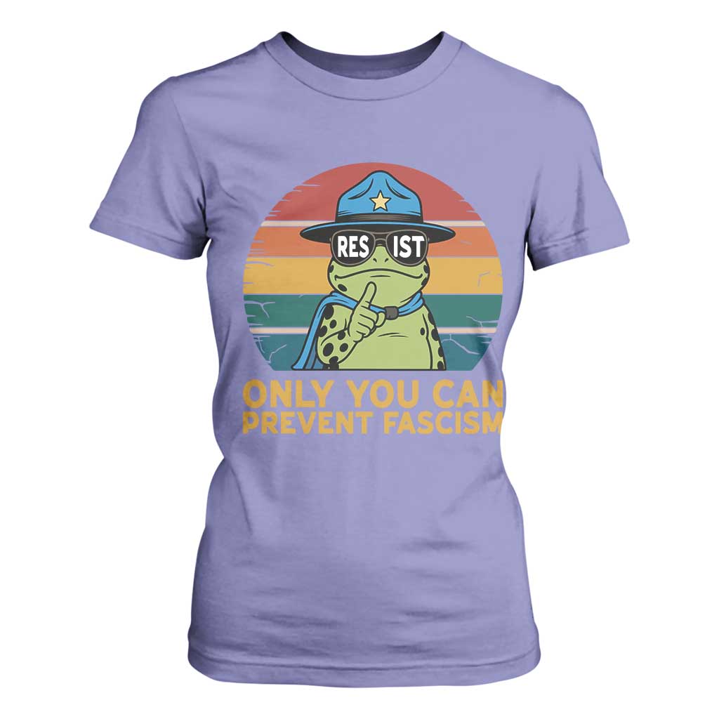Only You Can Prevent Fascism T Shirt For Women Funny Portland Frog Protest Gift TS12 Violet Print Your Wear