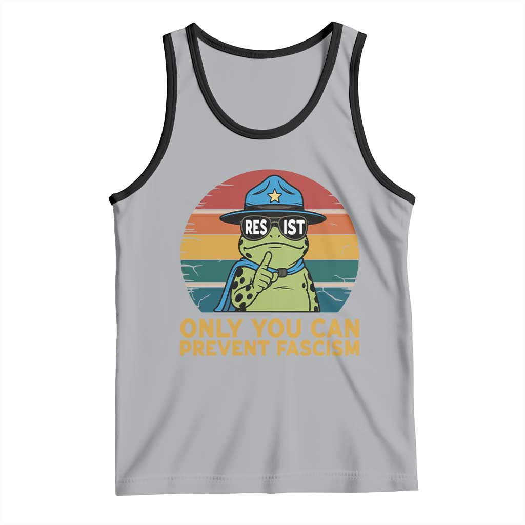 Only You Can Prevent Fascism Tank Top Funny Portland Frog Protest Gift TS12 Athletic Heather Black Print Your Wear