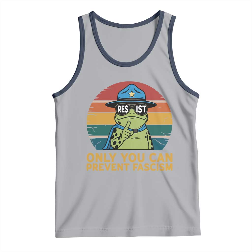 Only You Can Prevent Fascism Tank Top Funny Portland Frog Protest Gift TS12 Athletic Heather Navy Print Your Wear