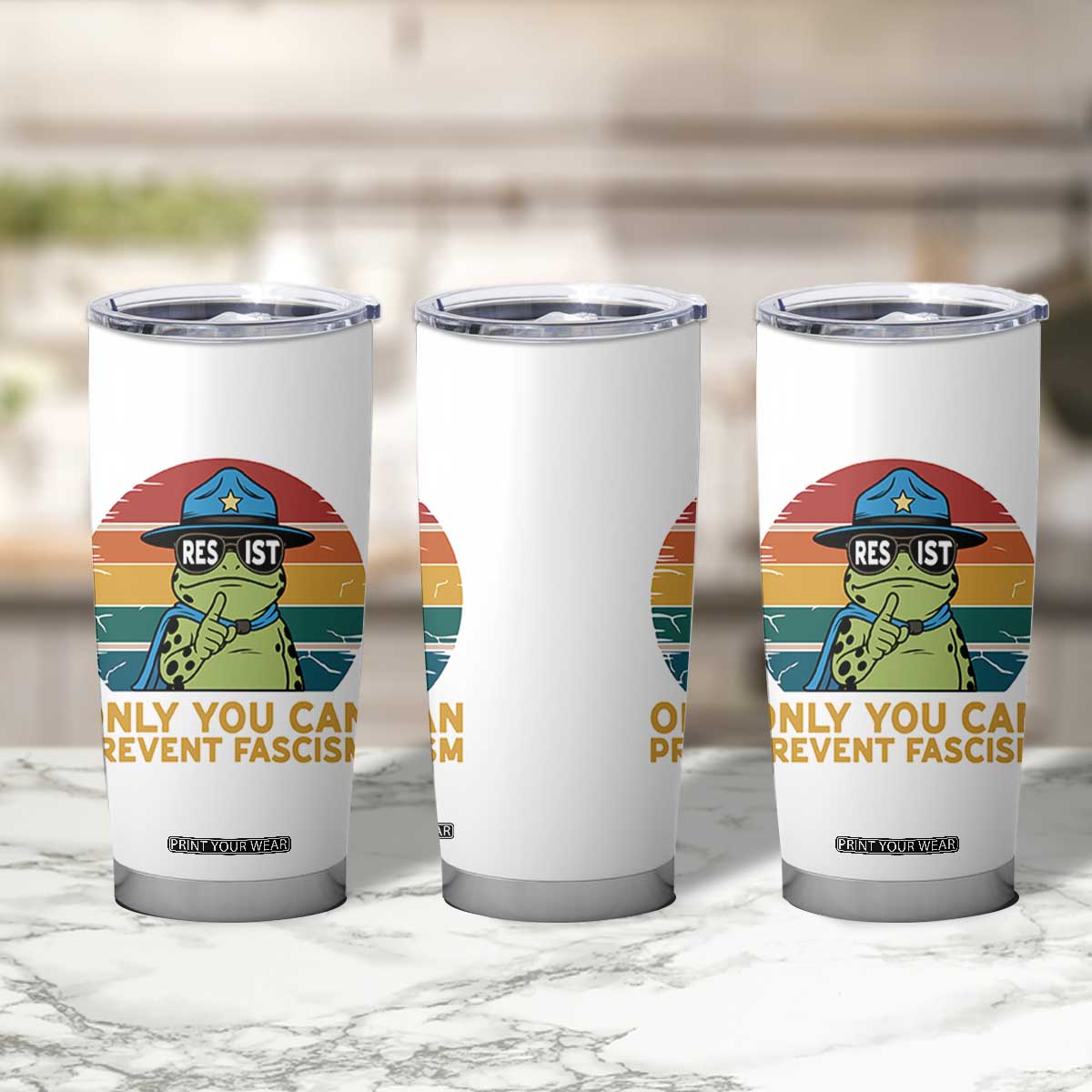 Only You Can Prevent Fascism Tumbler Cup Funny Portland Frog Protest Gift TS12 Print Your Wear