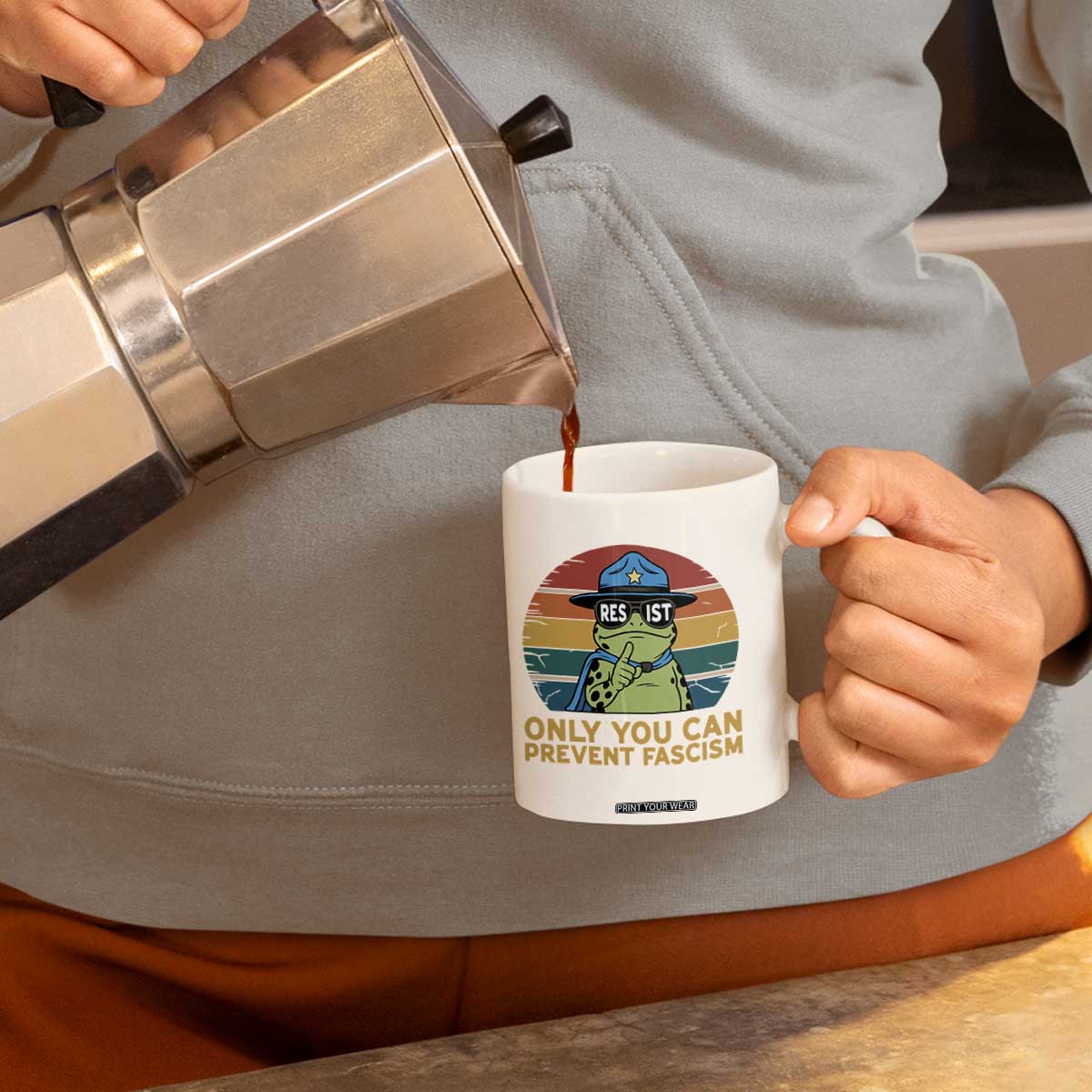 Only You Can Prevent Fascism Coffee Mug Funny Portland Frog Protest Gift TS12 Print Your Wear