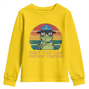 Only You Can Prevent Fascism Youth Sweatshirt Funny Portland Frog Protest Gift TS12 Daisy Print Your Wear
