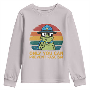 Only You Can Prevent Fascism Youth Sweatshirt Funny Portland Frog Protest Gift TS12 Ice Gray Print Your Wear