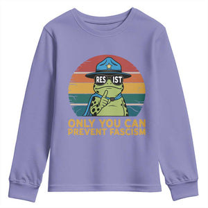 Only You Can Prevent Fascism Youth Sweatshirt Funny Portland Frog Protest Gift TS12 Violet Print Your Wear