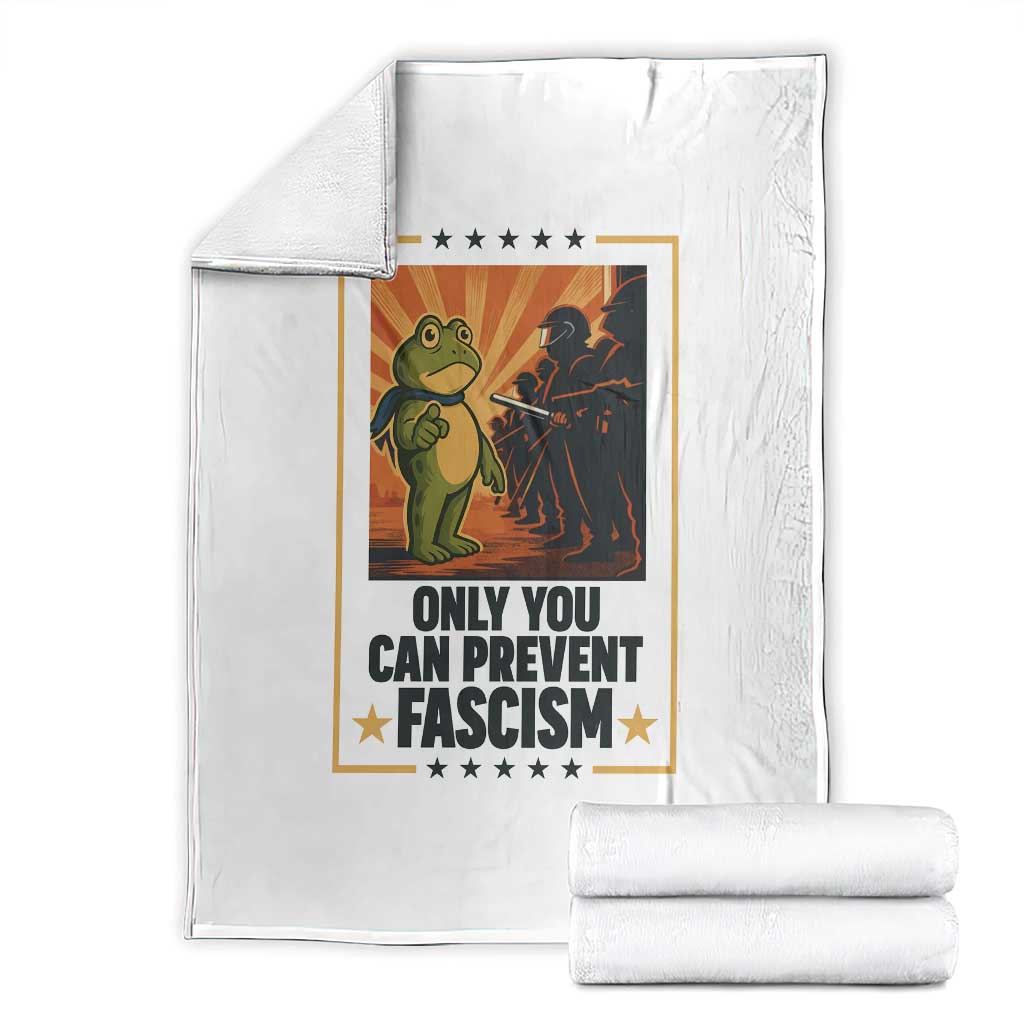 Funny Portland Frog Protest Throw Blanket Only You Can Prevent Fascism Gift TS12 White Print Your Wear