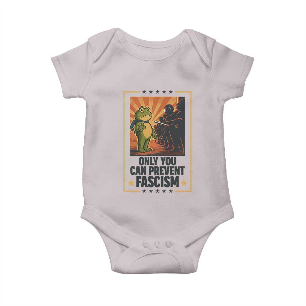 Funny Portland Frog Protest Baby Onesie Only You Can Prevent Fascism Gift TS12 Ice Gray Print Your Wear