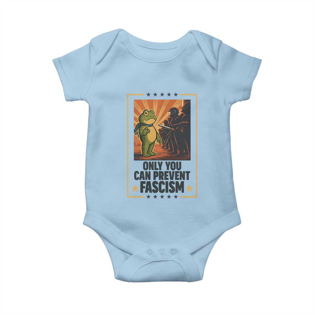 Funny Portland Frog Protest Baby Onesie Only You Can Prevent Fascism Gift TS12 Light Blue Print Your Wear