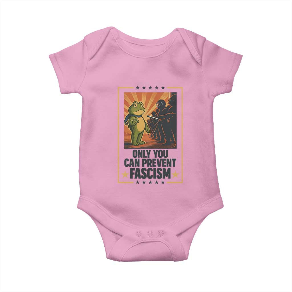 Funny Portland Frog Protest Baby Onesie Only You Can Prevent Fascism Gift TS12 Light Pink Print Your Wear