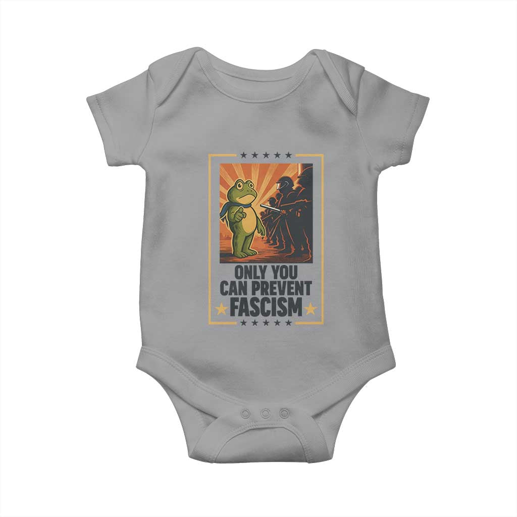 Funny Portland Frog Protest Baby Onesie Only You Can Prevent Fascism Gift TS12 Sport Gray Print Your Wear