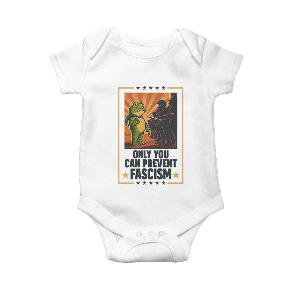 Funny Portland Frog Protest Baby Onesie Only You Can Prevent Fascism Gift - Print Your Wear