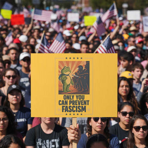 Funny Portland Frog Protest Protest Sign Only You Can Prevent Fascism Gift TS12 Horizontal 18" × 24" Yellow Print Your Wear