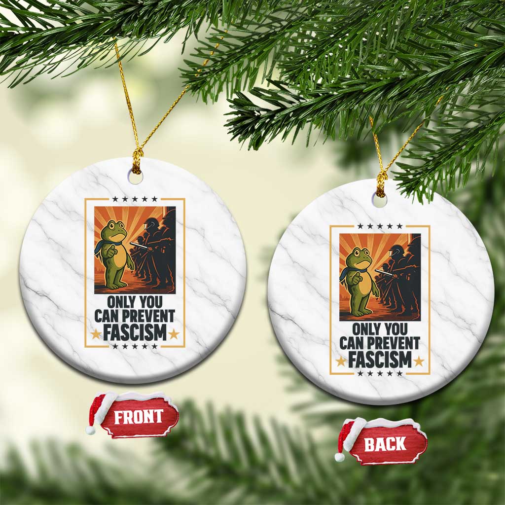 Funny Portland Frog Protest Ceramic Ornament Only You Can Prevent Fascism Gift TS12 1pc White Marble Print Your Wear