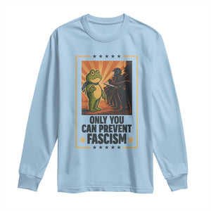 Funny Portland Frog Protest Long Sleeve Shirt Only You Can Prevent Fascism Gift TS12 Light Blue Print Your Wear