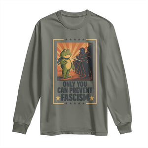 Funny Portland Frog Protest Long Sleeve Shirt Only You Can Prevent Fascism Gift TS12 Military Green Print Your Wear