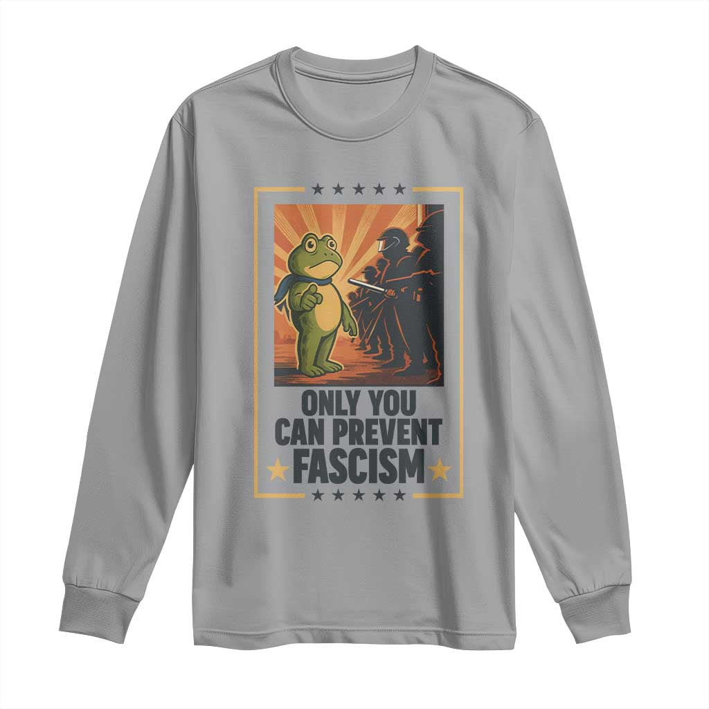 Funny Portland Frog Protest Long Sleeve Shirt Only You Can Prevent Fascism Gift TS12 Sport Gray Print Your Wear
