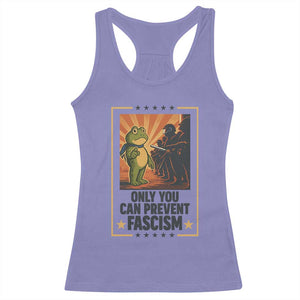 Funny Portland Frog Protest Racerback Tank Top Only You Can Prevent Fascism Gift - Print Your Wear