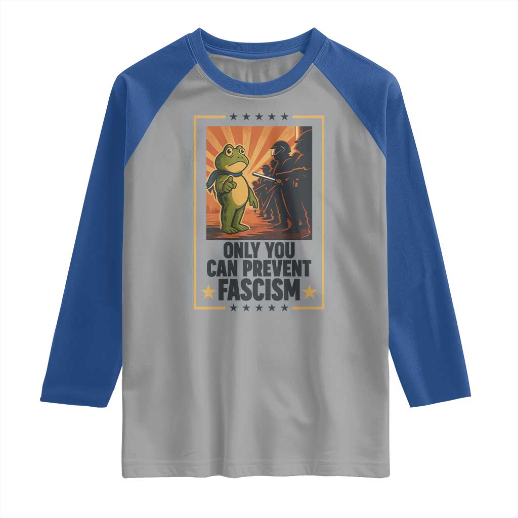 Funny Portland Frog Protest Raglan Shirt Only You Can Prevent Fascism Gift TS12 Sport Gray Royal Print Your Wear