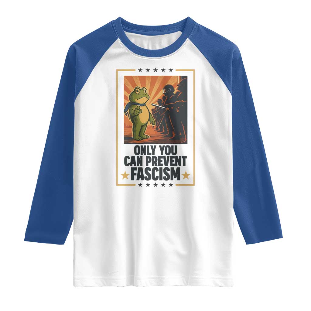 Funny Portland Frog Protest Raglan Shirt Only You Can Prevent Fascism Gift TS12 White Royal Print Your Wear