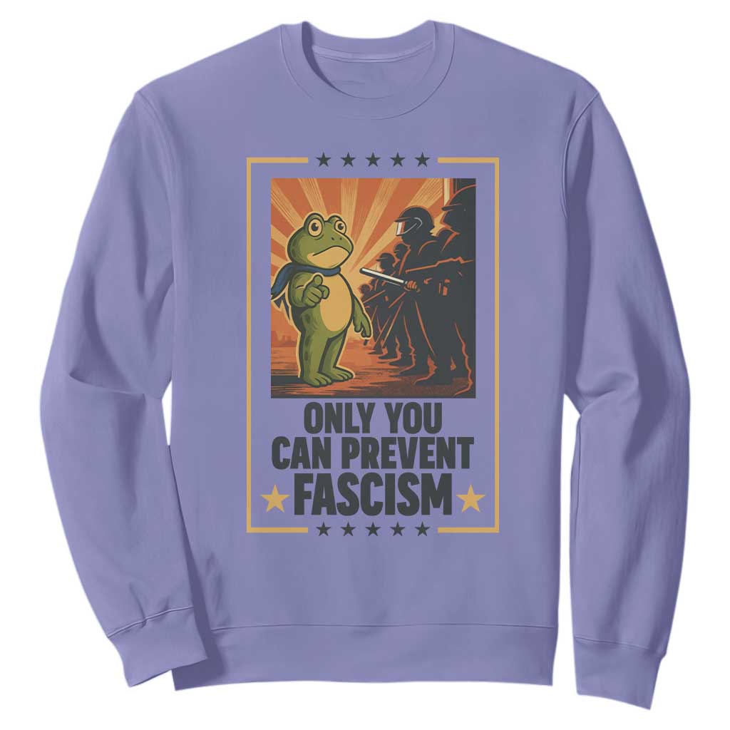 Funny Portland Frog Protest Sweatshirt Only You Can Prevent Fascism Gift TS12 Violet Print Your Wear