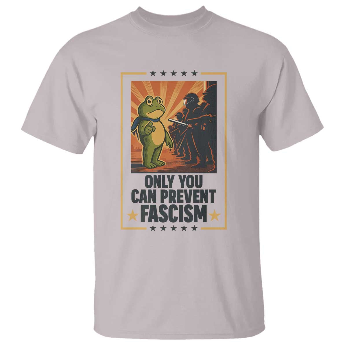 Funny Portland Frog Protest T Shirt Only You Can Prevent Fascism Gift TS12 Ice Gray Print Your Wear