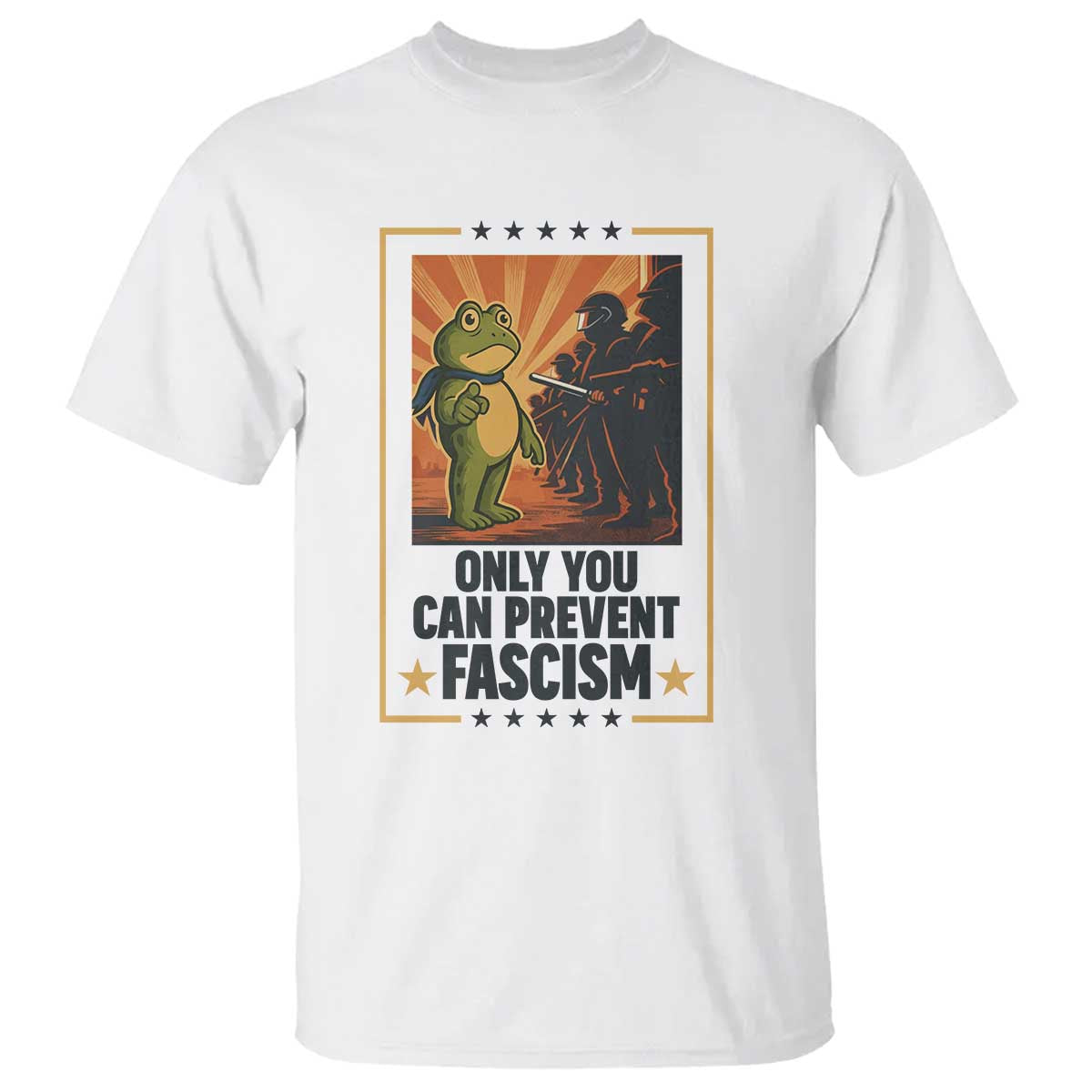 Funny Portland Frog Protest T Shirt Only You Can Prevent Fascism Gift - Print Your Wear