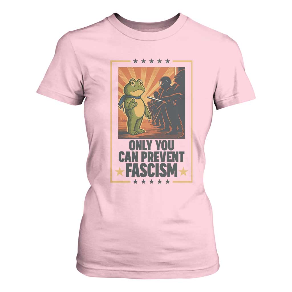Funny Portland Frog Protest T Shirt For Women Only You Can Prevent Fascism Gift TS12 Light Pink Print Your Wear