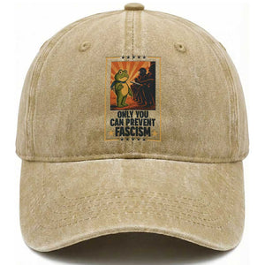 Funny Portland Frog Protest Washed Cotton Baseball Cap Only You Can Prevent Fascism Gift TS12 Print Your Wear
