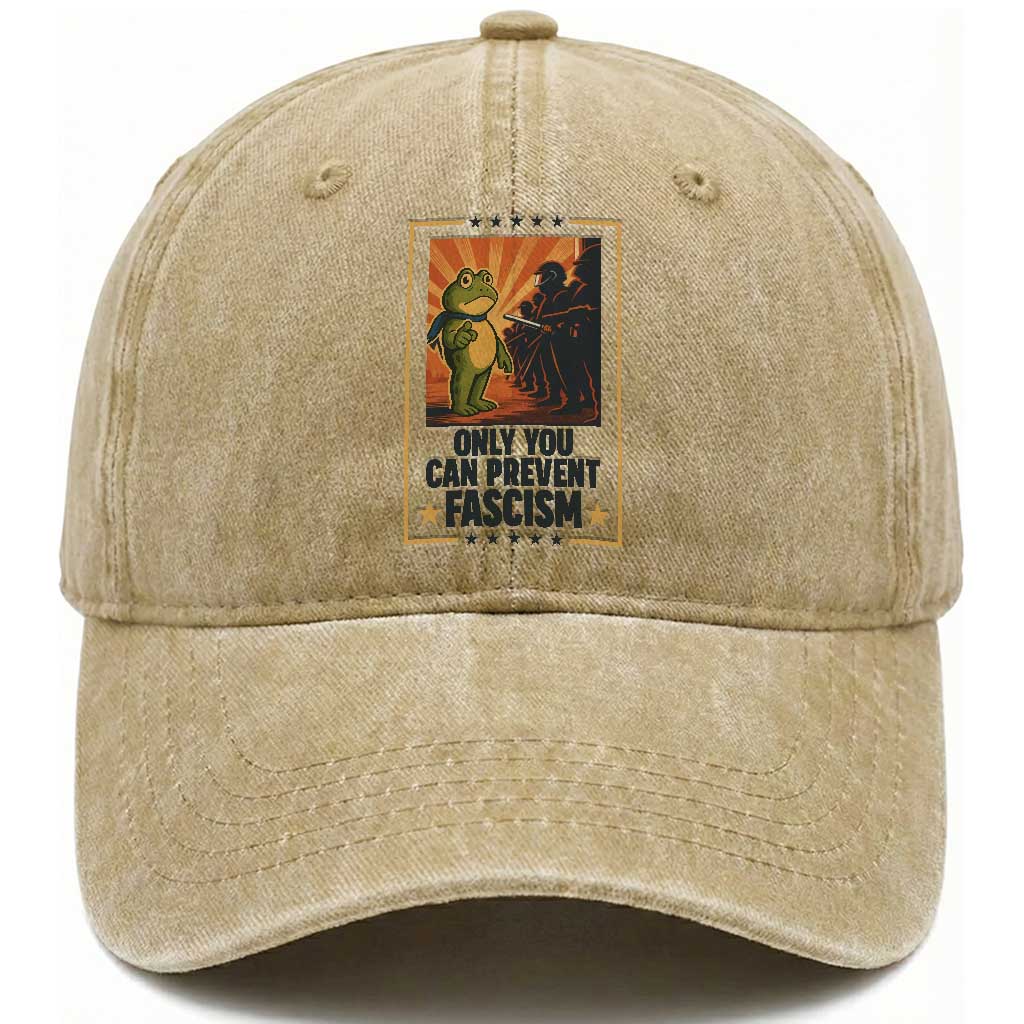 Funny Portland Frog Protest Washed Cotton Baseball Cap Only You Can Prevent Fascism Gift TS12 Print Your Wear