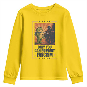 Funny Portland Frog Protest Youth Sweatshirt Only You Can Prevent Fascism Gift - Print Your Wear