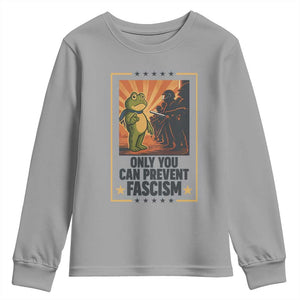 Funny Portland Frog Protest Youth Sweatshirt Only You Can Prevent Fascism Gift TS12 Sport Gray Print Your Wear