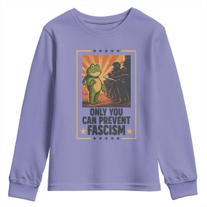 Funny Portland Frog Protest Youth Sweatshirt Only You Can Prevent Fascism Gift TS12 Violet Print Your Wear