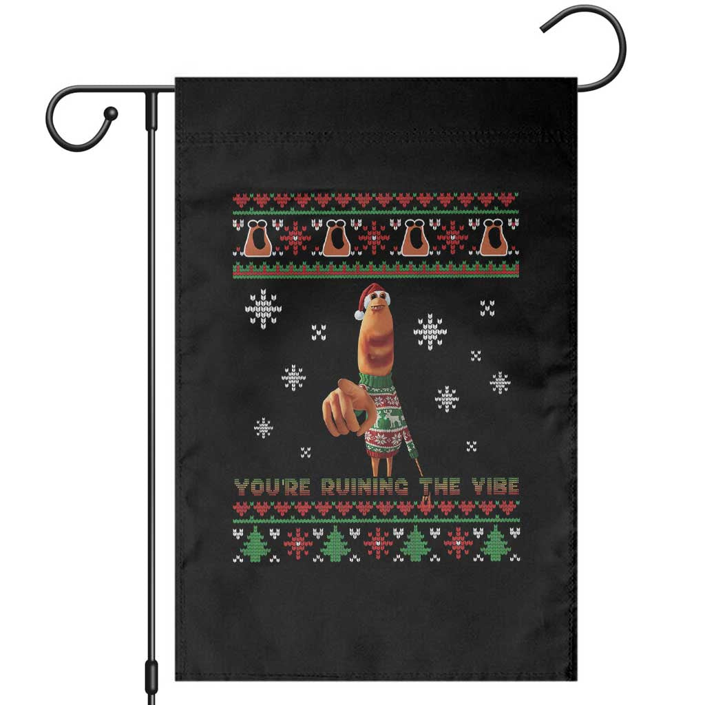 Funny Marcus The Worm You Are Ruining The Vibe Garden Flag Ugly Christmas Gift TS12 Black Print Your Wear