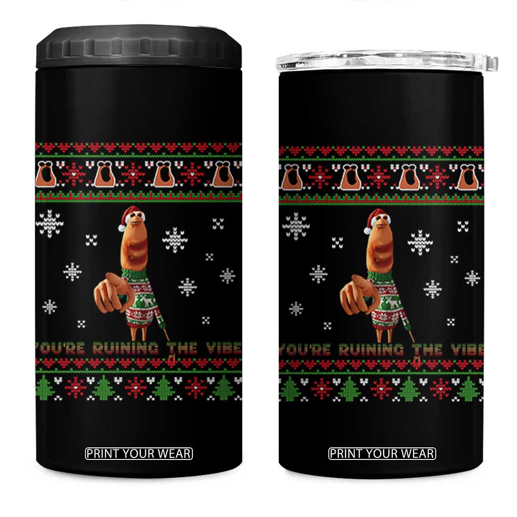 Funny Marcus The Worm You Are Ruining The Vibe 4 in 1 Can Cooler Tumbler Ugly Christmas Gift - Print Your Wear