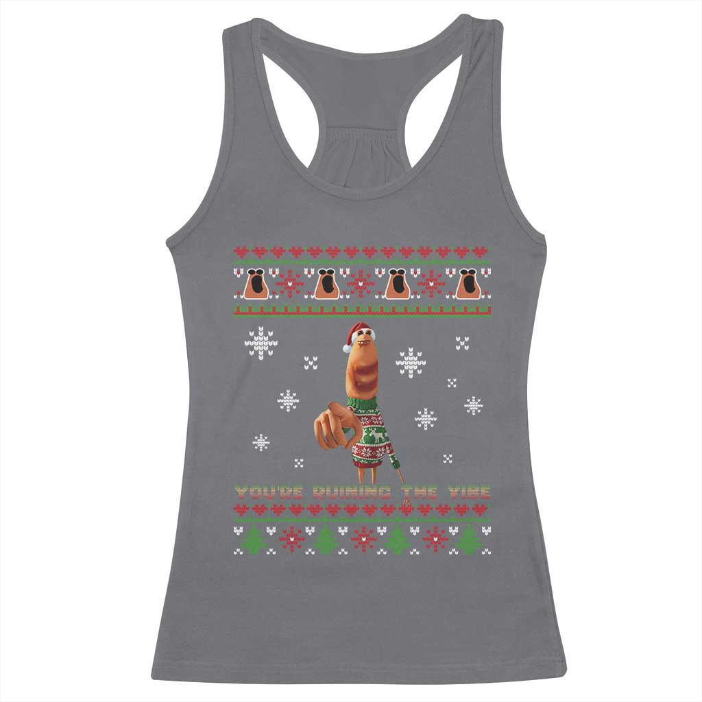 Funny Marcus The Worm You Are Ruining The Vibe Racerback Tank Top Ugly Christmas Gift TS12 Charcoal Print Your Wear