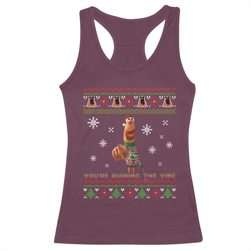 Funny Marcus The Worm You Are Ruining The Vibe Racerback Tank Top Ugly Christmas Gift TS12 Maroon Print Your Wear