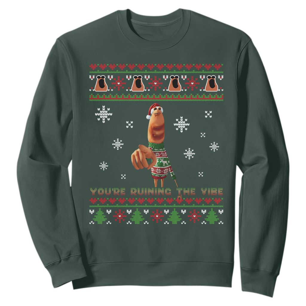 Funny Marcus The Worm You Are Ruining The Vibe Sweatshirt Ugly Christmas Gift TS12 Dark Forest Green Print Your Wear