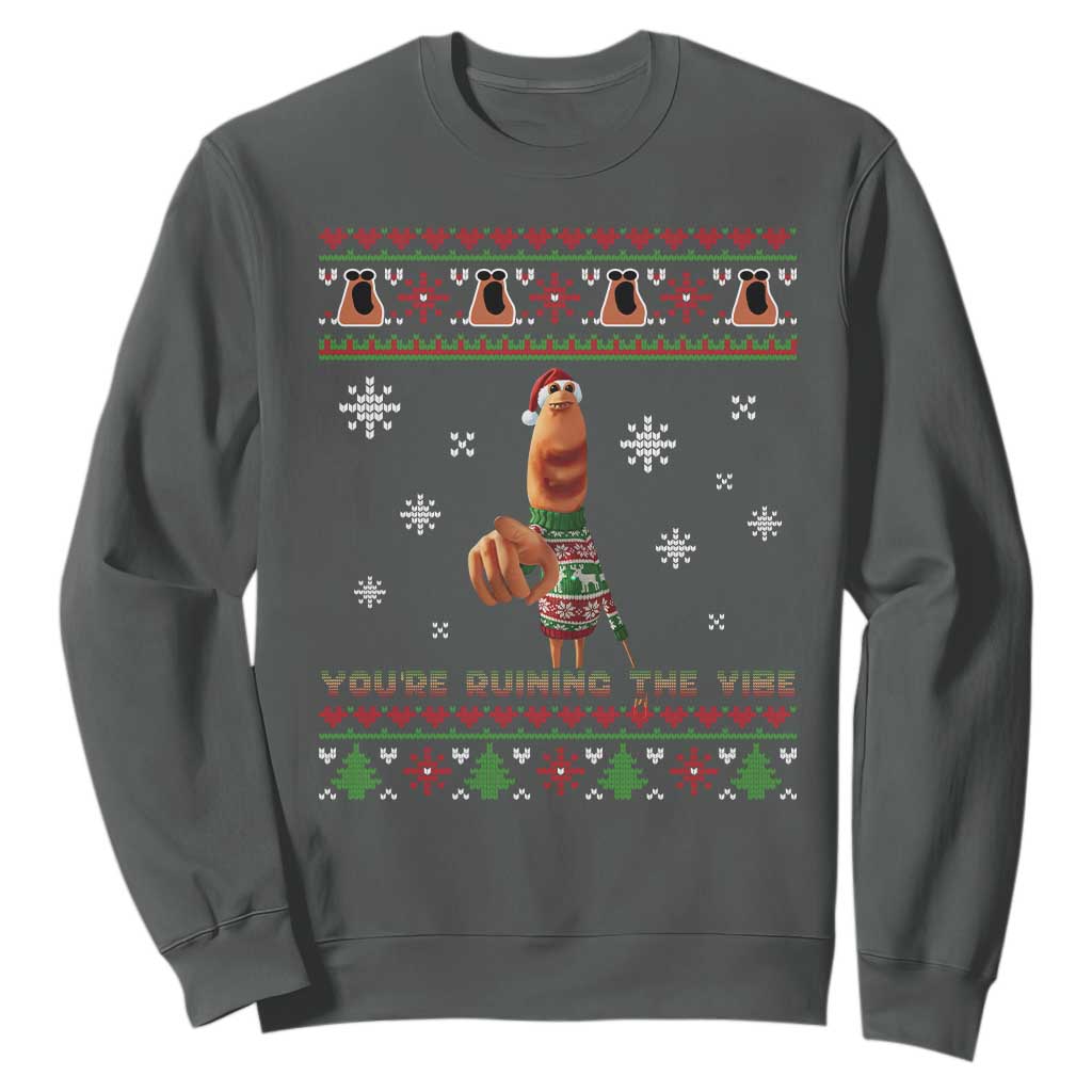 Funny Marcus The Worm You Are Ruining The Vibe Sweatshirt Ugly Christmas Gift TS12 Dark Heather Print Your Wear
