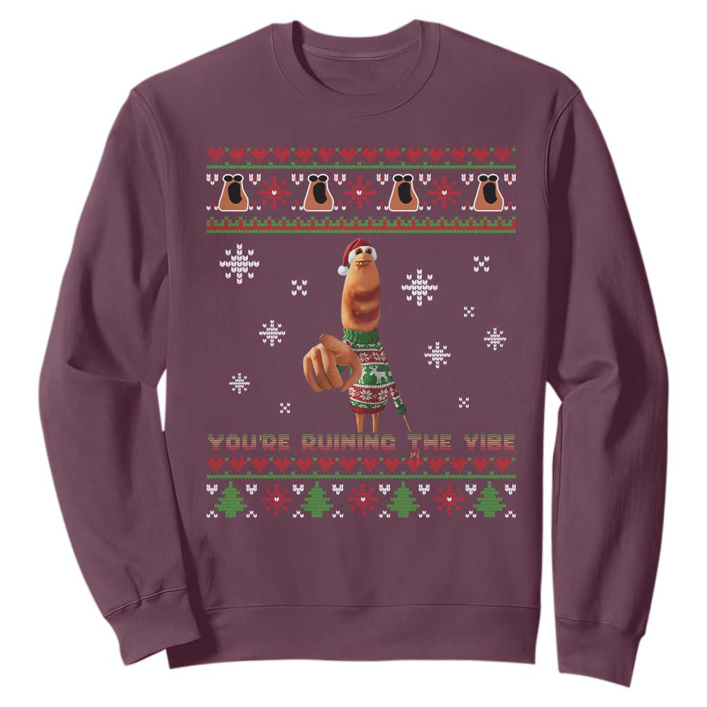 Funny Marcus The Worm You Are Ruining The Vibe Sweatshirt Ugly Christmas Gift TS12 Maroon Print Your Wear