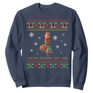 Funny Marcus The Worm You Are Ruining The Vibe Sweatshirt Ugly Christmas Gift TS12 Navy Print Your Wear