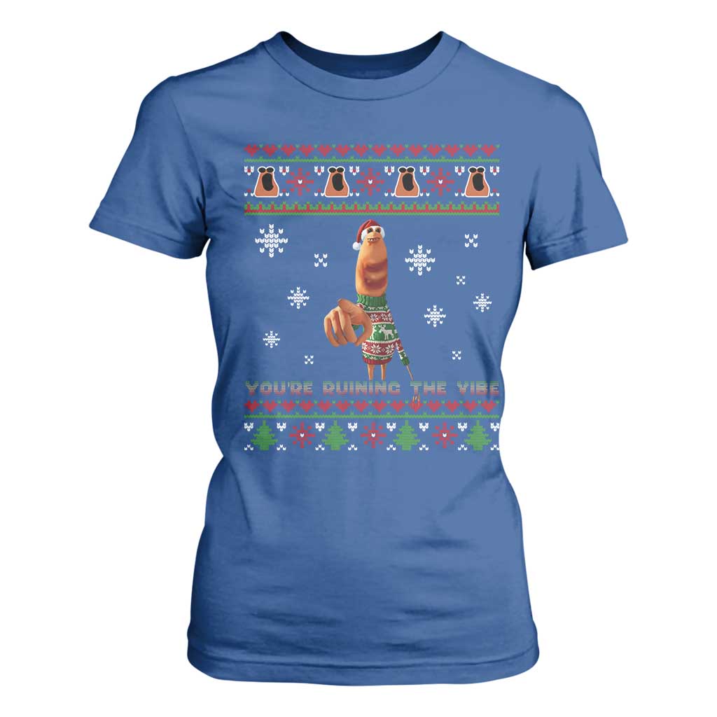 Funny Marcus The Worm You Are Ruining The Vibe T Shirt For Women Ugly Christmas Gift TS12 Royal Blue Print Your Wear
