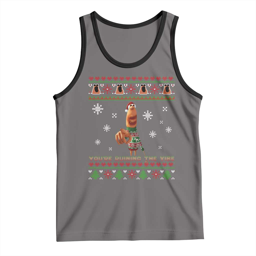 Funny Marcus The Worm You Are Ruining The Vibe Tank Top Ugly Christmas Gift TS12 Deep Heather Black Print Your Wear