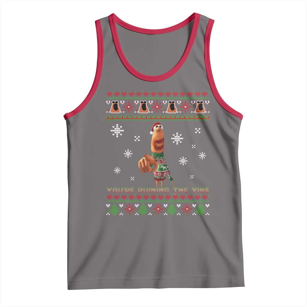 Funny Marcus The Worm You Are Ruining The Vibe Tank Top Ugly Christmas Gift TS12 Deep Heather Red Print Your Wear