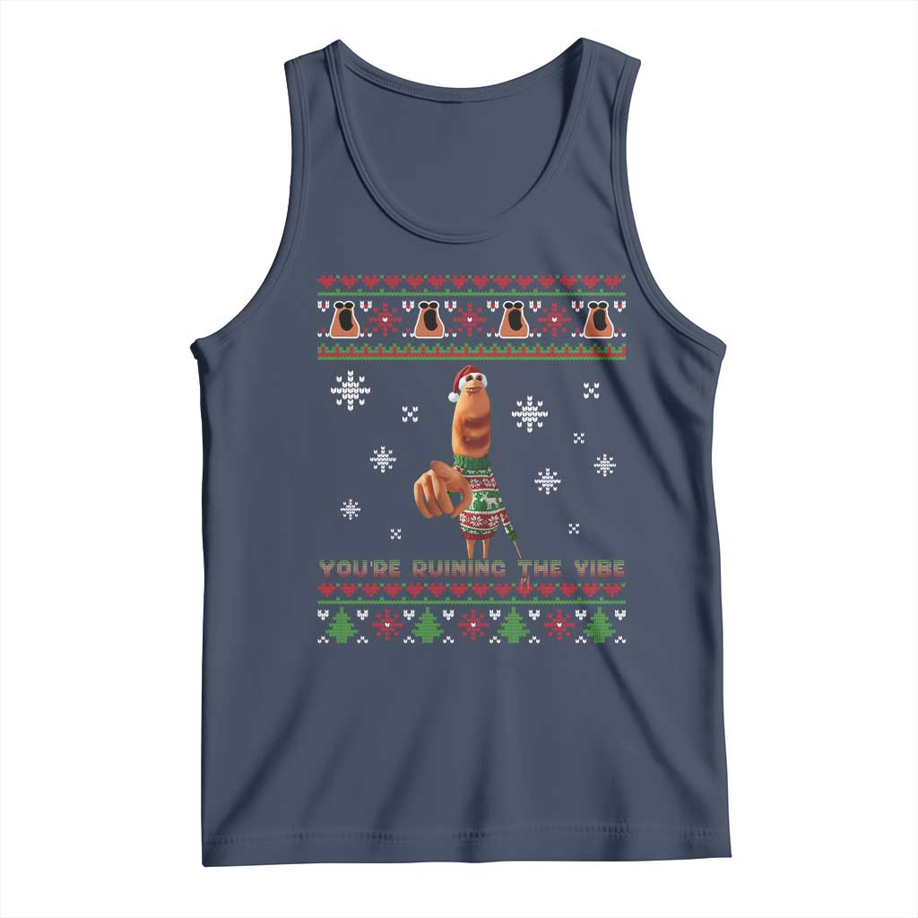 Funny Marcus The Worm You Are Ruining The Vibe Tank Top Ugly Christmas Gift TS12 Navy Print Your Wear