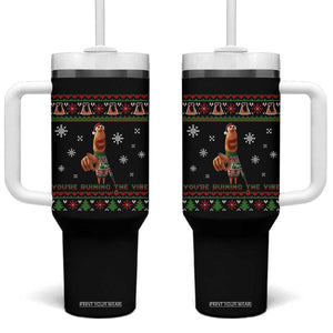 Funny Marcus The Worm You Are Ruining The Vibe Tumbler With Handle Ugly Christmas Gift - Print Your Wear