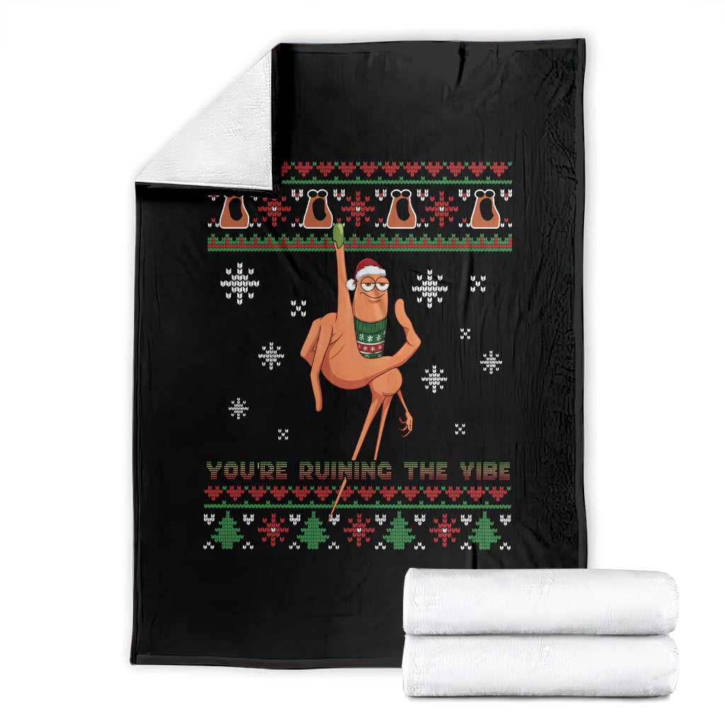 You Are Ruining The Vibe Throw Blanket Ugly Christmas Marcus The Worm Meme Gift TS12 Black Print Your Wear