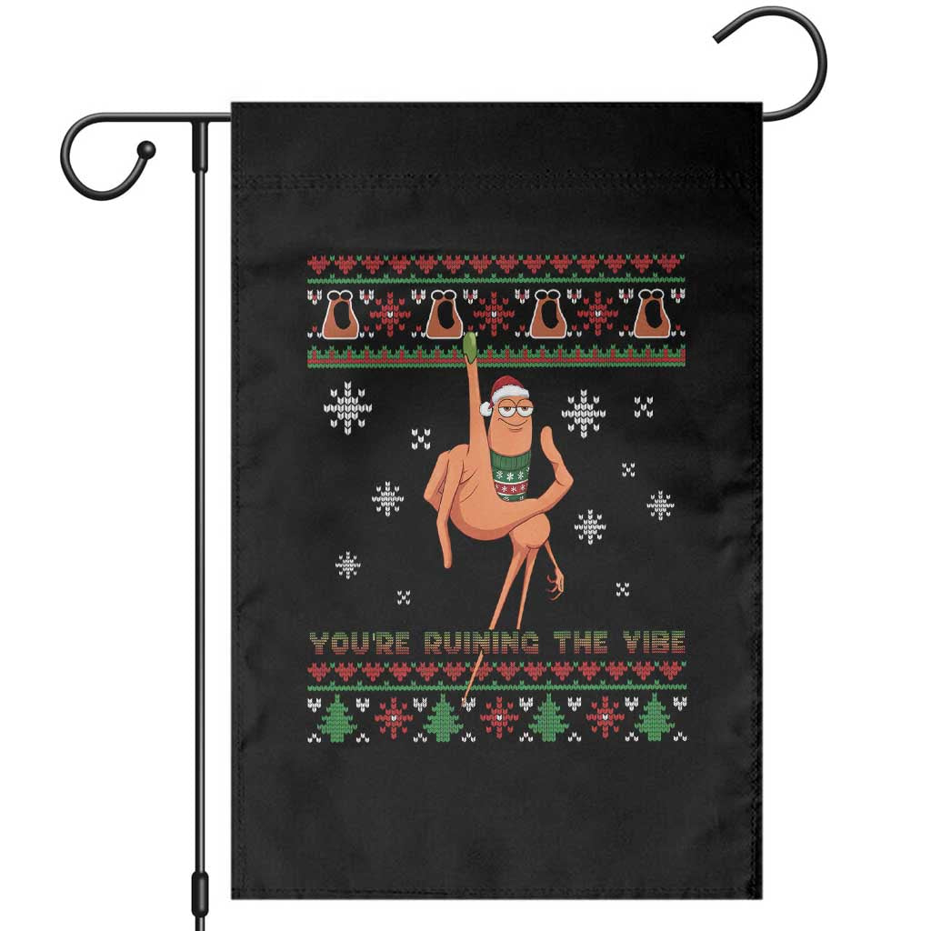 You Are Ruining The Vibe Garden Flag Ugly Christmas Marcus The Worm Meme Gift TS12 Black Print Your Wear