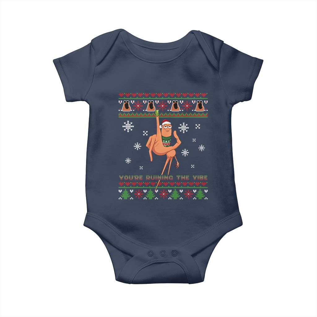 You Are Ruining The Vibe Baby Onesie Ugly Christmas Marcus The Worm Meme Gift TS12 Navy Print Your Wear