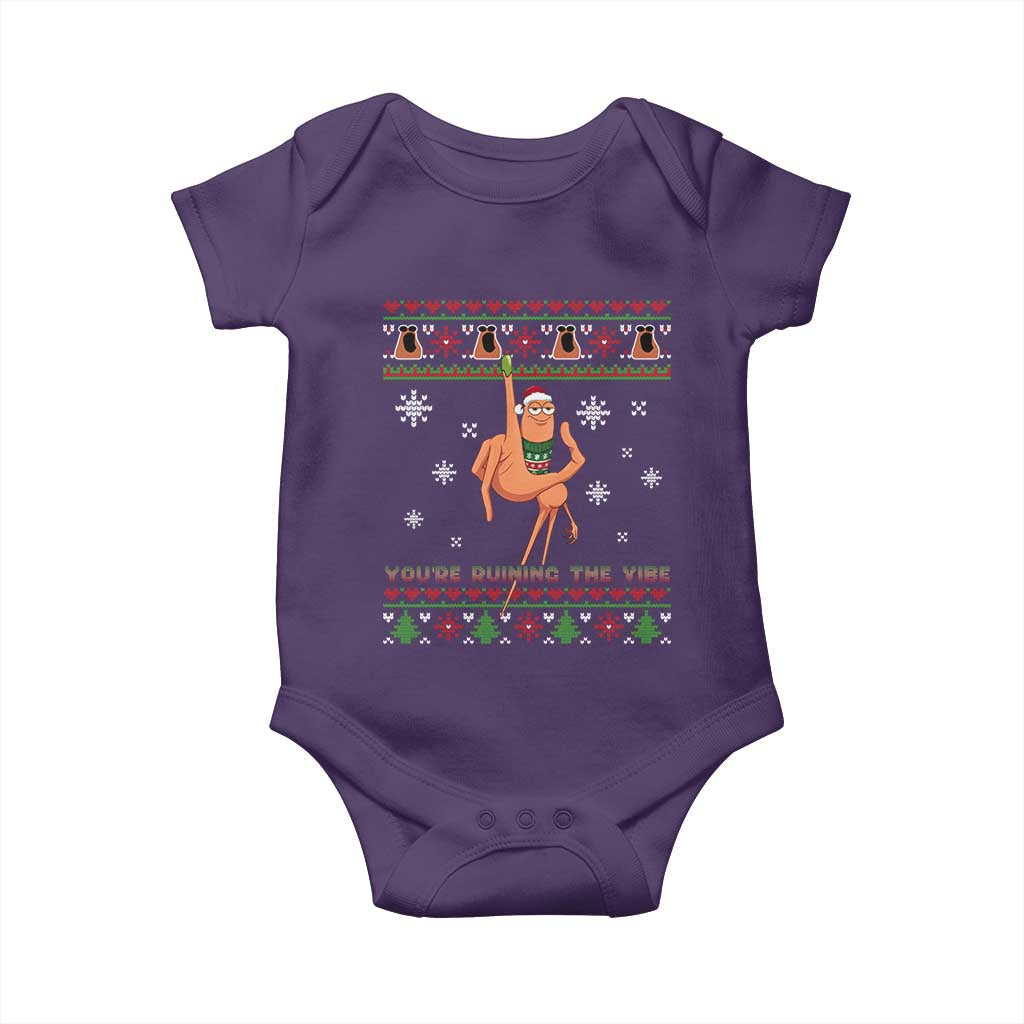 You Are Ruining The Vibe Baby Onesie Ugly Christmas Marcus The Worm Meme Gift TS12 Purple Print Your Wear