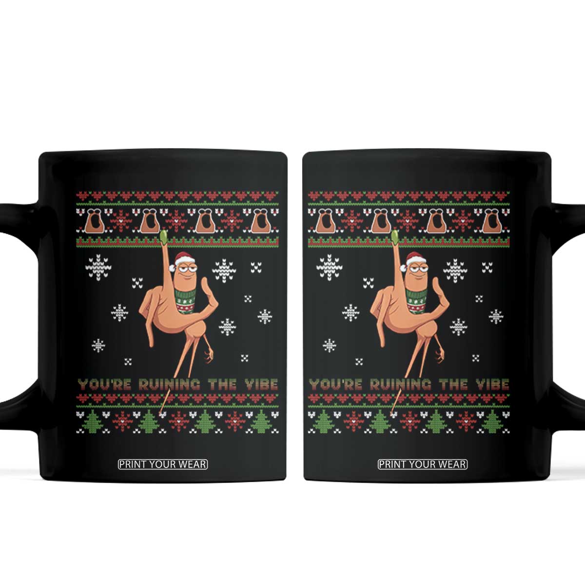 You Are Ruining The Vibe Coffee Mug Ugly Christmas Marcus The Worm Meme Gift - Print Your Wear