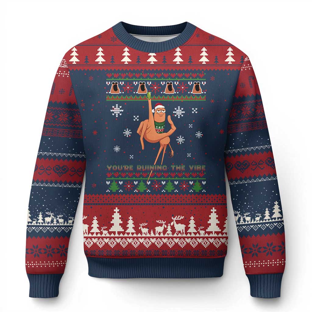 You Are Ruining The Vibe Ugly Christmas Sweater Ugly Xmas Marcus The Worm Meme Gift TS12 Navy Red Print Your Wear